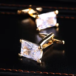 Men's French Shirts Cufflinks Womens Fashion Luxury Crystal Zircon Cuff Links Business Banquet Wedding Anniversary Jewelry Gifts