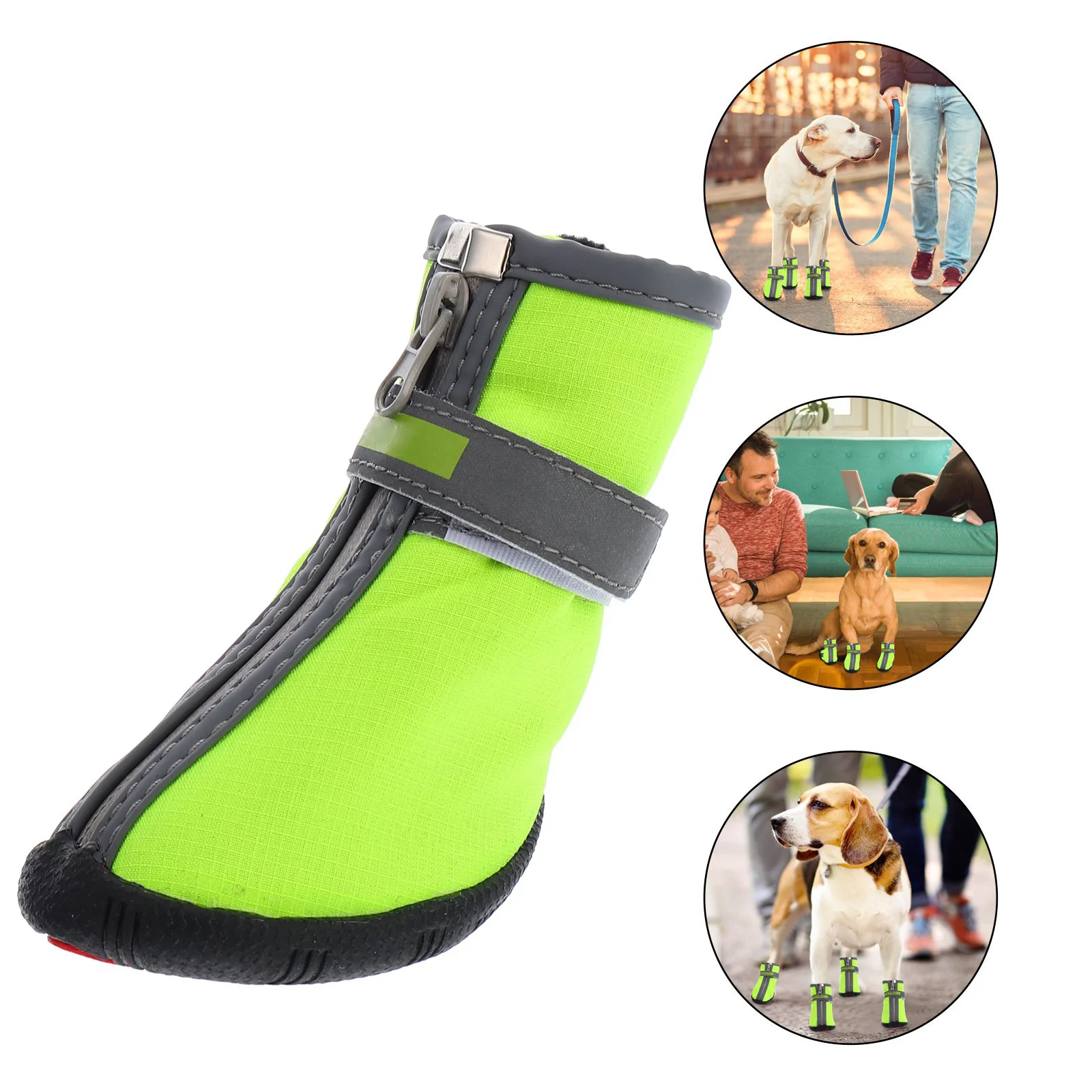 

2Pairs Waterproof Antiskid Dog Shoes Short Boots Durable Outdoor Winter Pet Snowshoes Paw Protectors Pet Winter Shoes