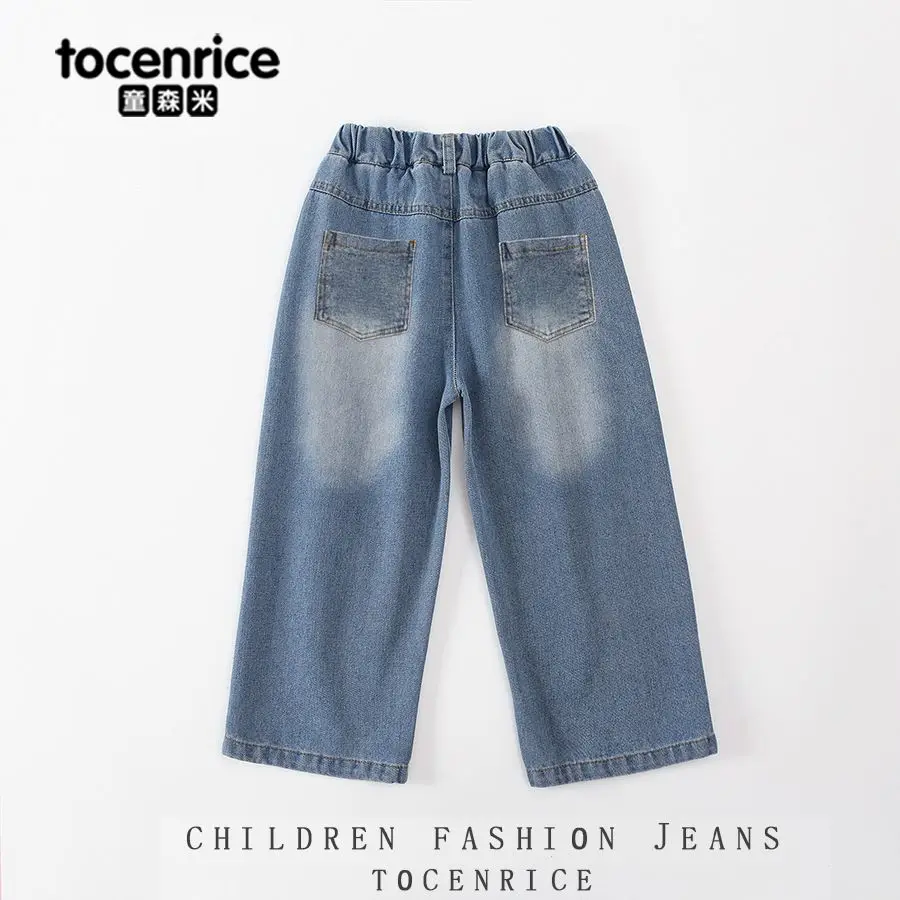 Kpop الساحرة الصيادين الأطفال الجينز الفتيات الربيع والخريف جديد السراويل المستقيمة الفتيات السراويل المد #2