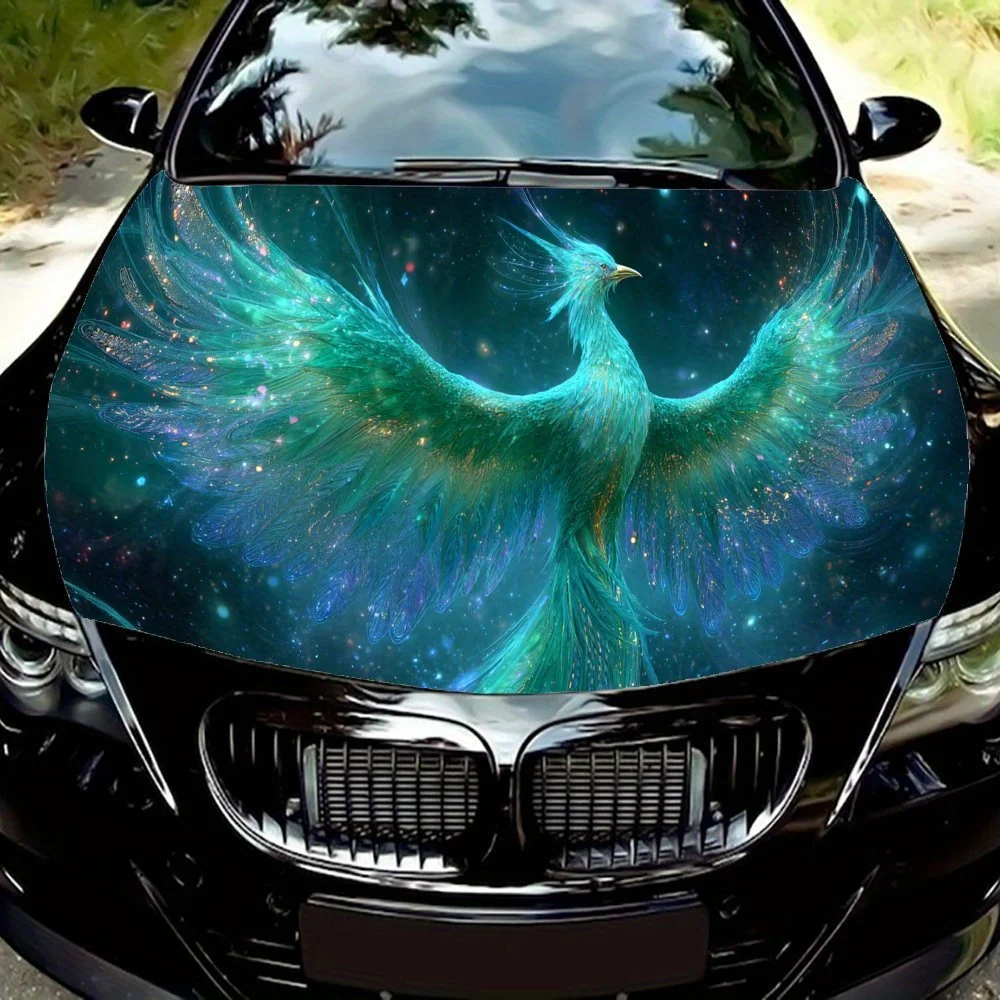 

Виниловая пленка Galaxy Fantasy Feather для автомобиля, водонепроницаемая наклейка на капот автомобиля из ПВХ, самоклеящиеся устойчивые к царапинам наклейки для двигателя Cove