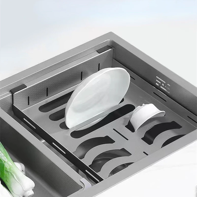 Nano Kitchen Sink 304 Stainless Steel Sink Large Single Slot Dish Drain Rack Scratch Resistant Sinks