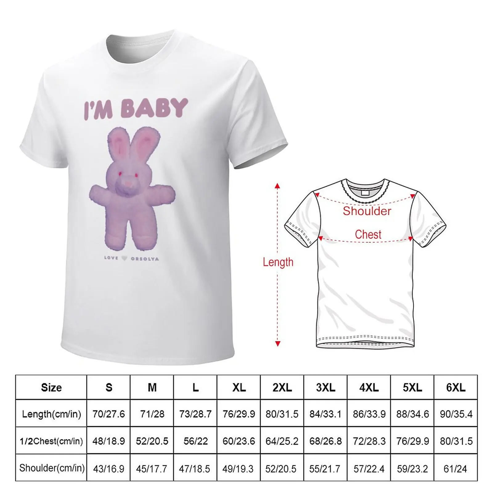 Purple I’m Baby Bunny Plushie - white background T-Shirt korean fashion sweat cute tops aesthetic clothes mens cotton t shirts