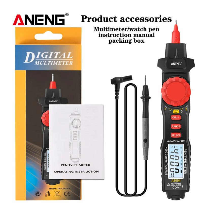 ANENG A3004 Digital Multimeter Pen 4000 Counts AC/DC Current Meter Electric Handheld Tester Voltage Resistance Profesional Tools