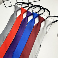 Men's Tie Student Solid Color Lazy Person,No Need To Tie Tie Boys and Girls Match Clothing Solid Color with Zipper Tie