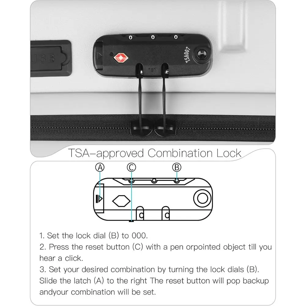 20 Inch Lightweight Hardshell Spinner Suitcase with TSA Lock, USB Port for Travel