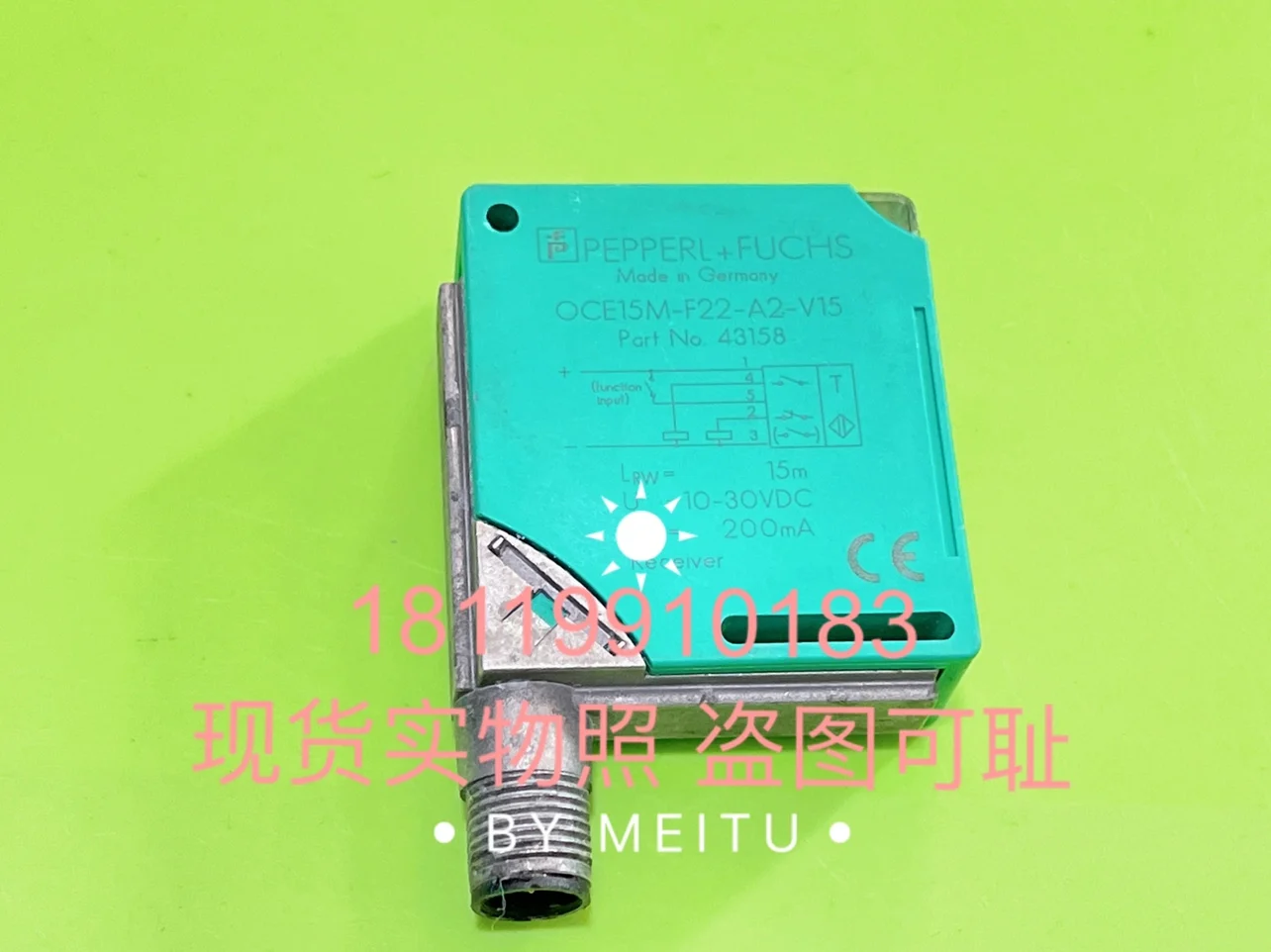 The Color Of P+F Photoelectric Switch Sensor OCE15M-F22-A2-V15 043158 Is Shown In The Figure.