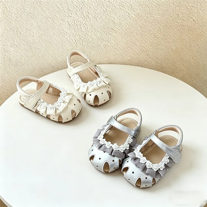 Baby Mädchen Prinzessinnen-Sandalen Süße Blumen Kleinkind Laufschuhe Weiche Sohle 2026 Sommer Neue Kinder Strandschuhe Ausgehöhlte Rutschfeste Schuhe – Detail 4