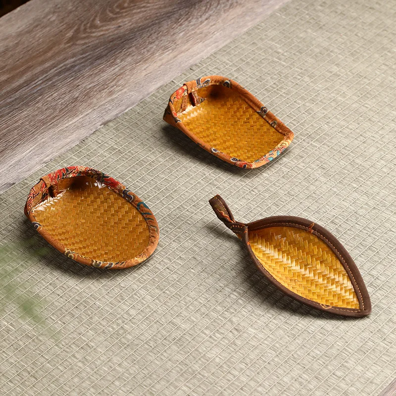 Hand-Painted Bamboo Woven Tea, Small, Mini Antique Shovel, Dustpan Type to Appreciate the Tea Lotus, Fragrant Gauze