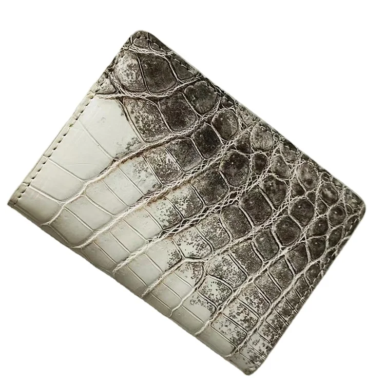 Exotic designer men genuine himalaya crocodile leather bifold card holder wallet