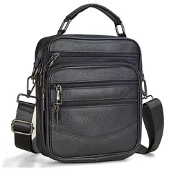 Bolso de hombro pequeño de cuero genuino para hombre, bandolera de oficina de alta calidad, a la moda