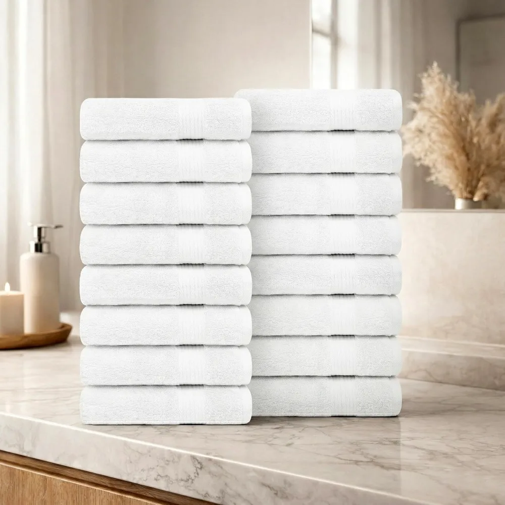 100% Cotton Bath Towels 30x54, 600 GSM, Soft Absorbent, Set of 16
