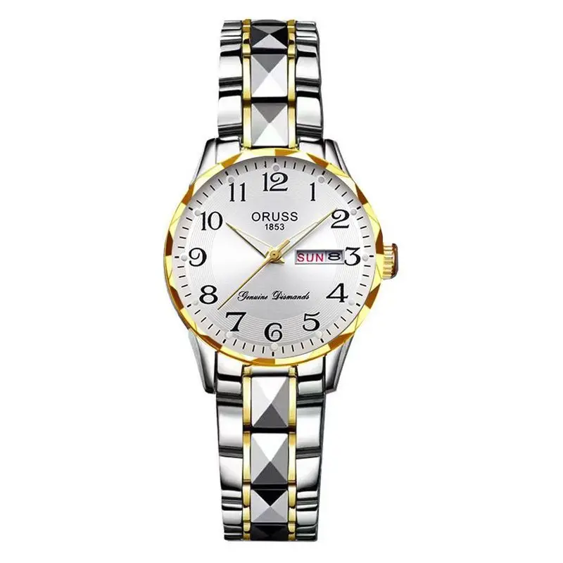Women's Quartz Watch Digital Minimalist Steel Band Calendar Display Waterproof Wristwatch Daily Wear Office Outdoor Girl Gifts