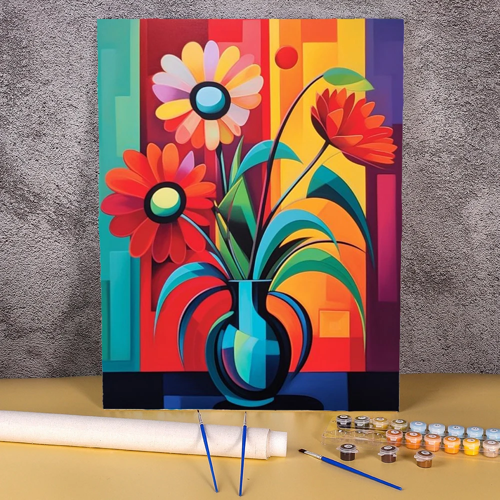 Abstract Flowers Pictures By Numbers Plants Painting By Numbers On Canvas DIY Gift Home Decoration 50x70cm Acrylic Paint Kits