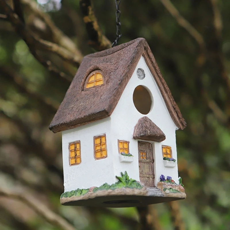 Backyard Bird Nest Hanging Bird House Nest Outdoor Wildlife Birds Resin Shelter