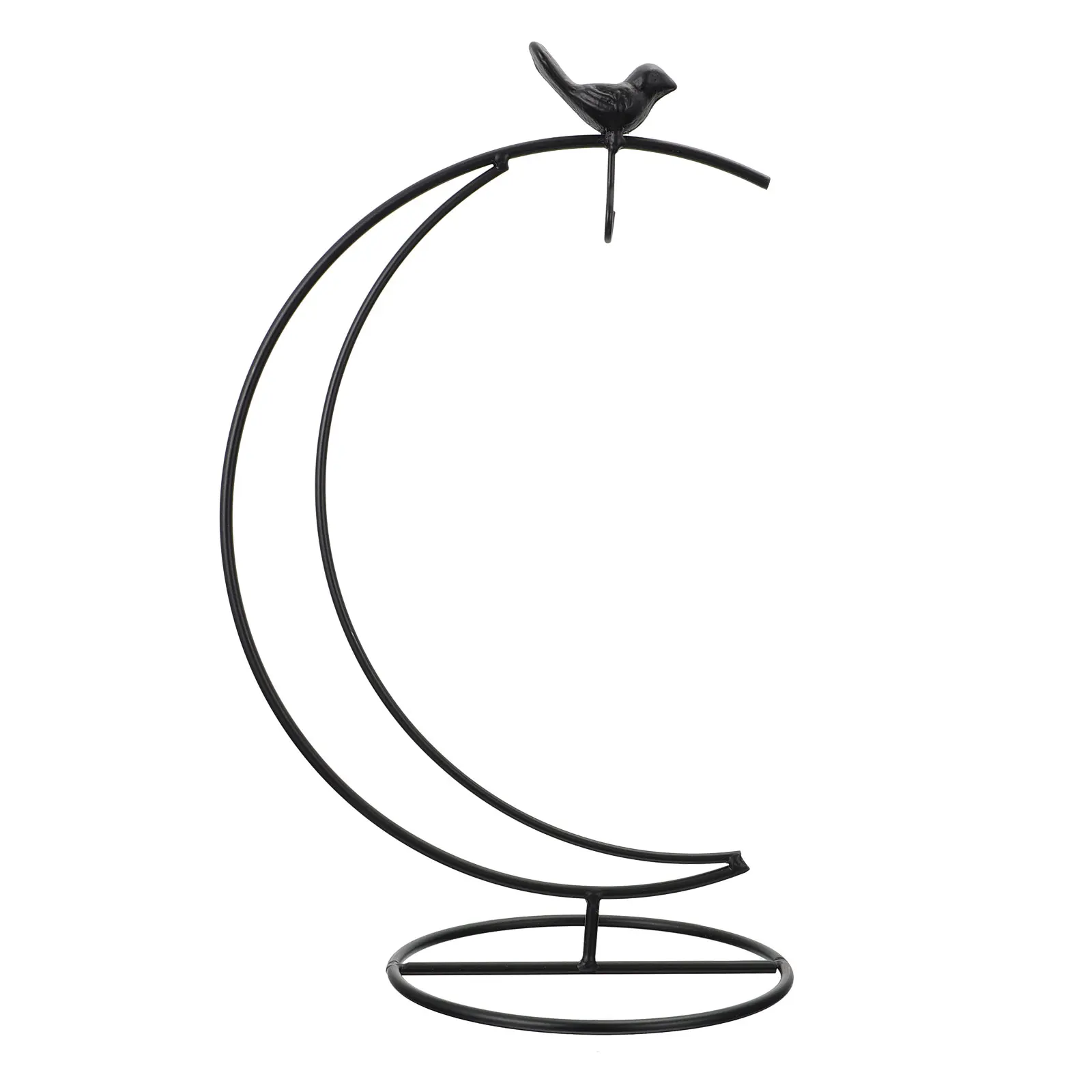 

Moon Shaped Bird Iron Frame Ornament Hanger Stand Display Rack for Home Garden Office Glass Ball Flower Pot Pothook