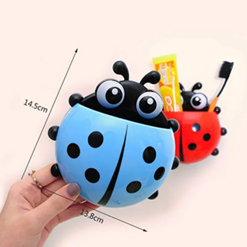 Kids Punch-free Seven Star Ladybug Toothbrush Holders Cartoon Animal Suction Cup Container Holder Creative Toothpaste Holders