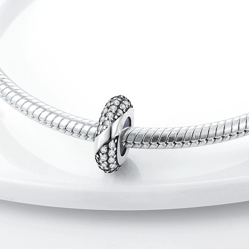 

925 Sterling Silver Charms Beads Densely inlaid Isolation Stopper Clips Dangle Fit Original Bracelet DIY Women Jewelry