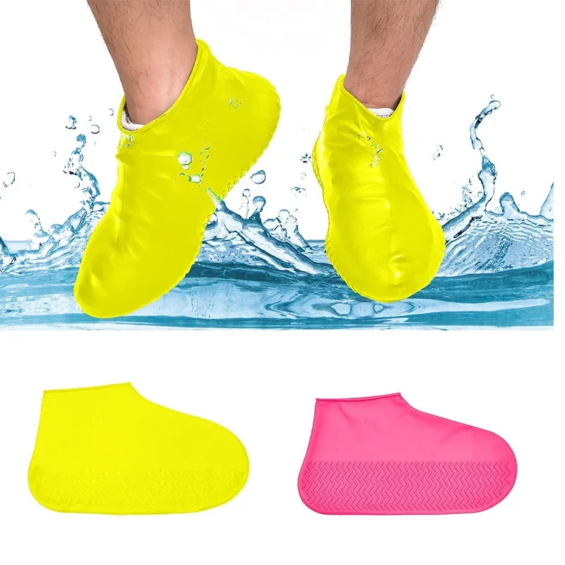 Vintage Reusable Latex Waterproof Rain Shoes Covers Slip-resistant Rubber Rain Boot Overshoes S/M/L Unisex Shoes Accessories