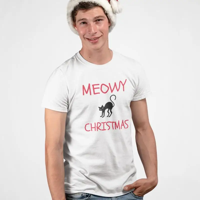 

Meowy Christmas T Shirt Ugly Sweater Funny Cat Lover SweaT Meow