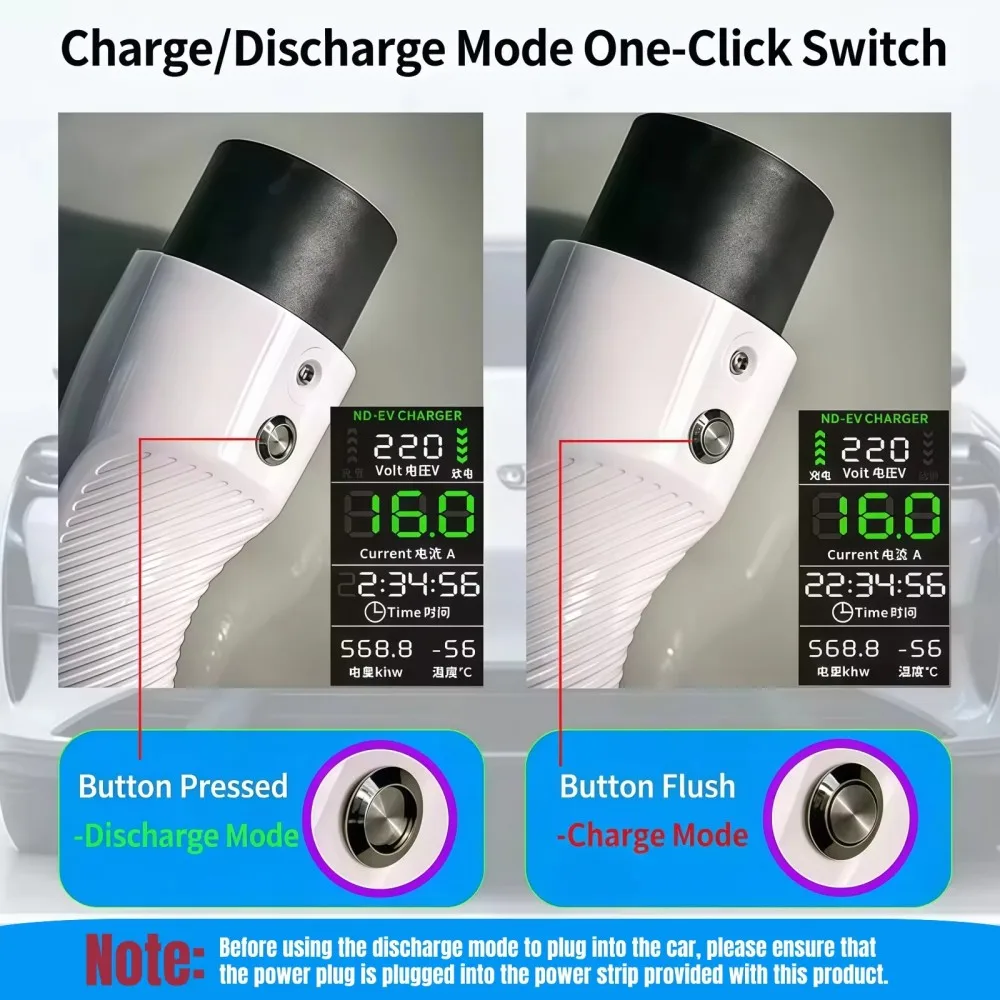 Elevon Type2 EV Charger 3.5KW Wallbox 16A EV Charger GBT Portable EV Charger EU Plug IEC62196-2 Charging&Discharging