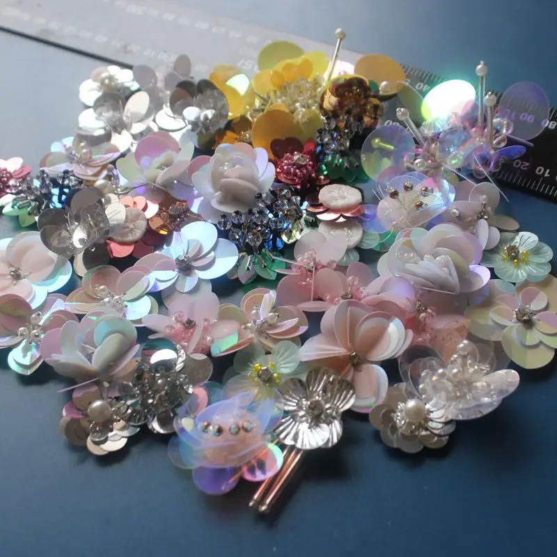 20 قطعة/الحزمة عشوائية الترتر زهرة شكل التصحيح لطيف خياطة على التصحيح للملابس الجينز سترة قبعة الأحذية الديكور #4