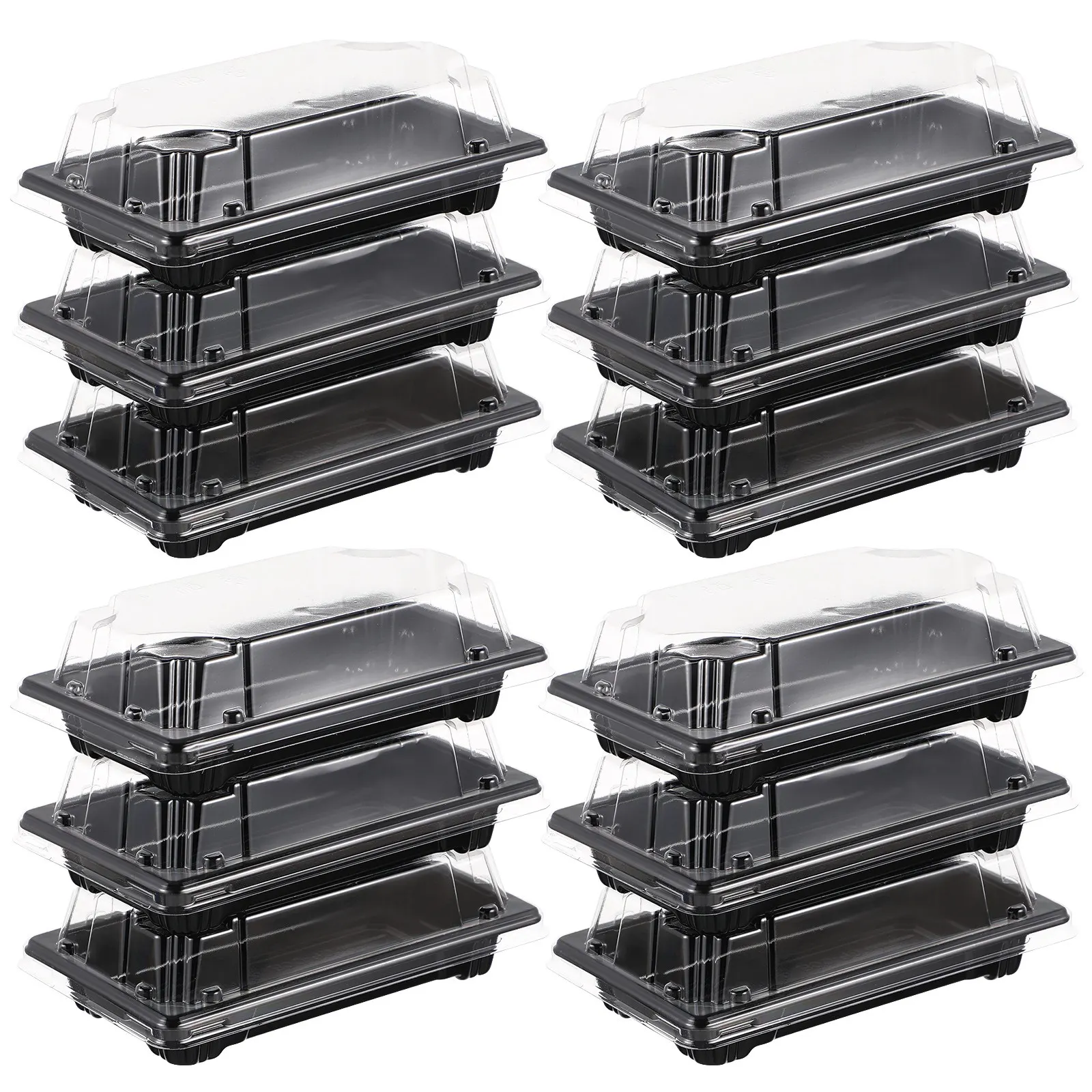 Caja de embalaje para Sushi, contenedor desechable de pulpa negra resistente al calor para llevar, para camiones de comida, restaurantes y fiestas, 100 Uds.