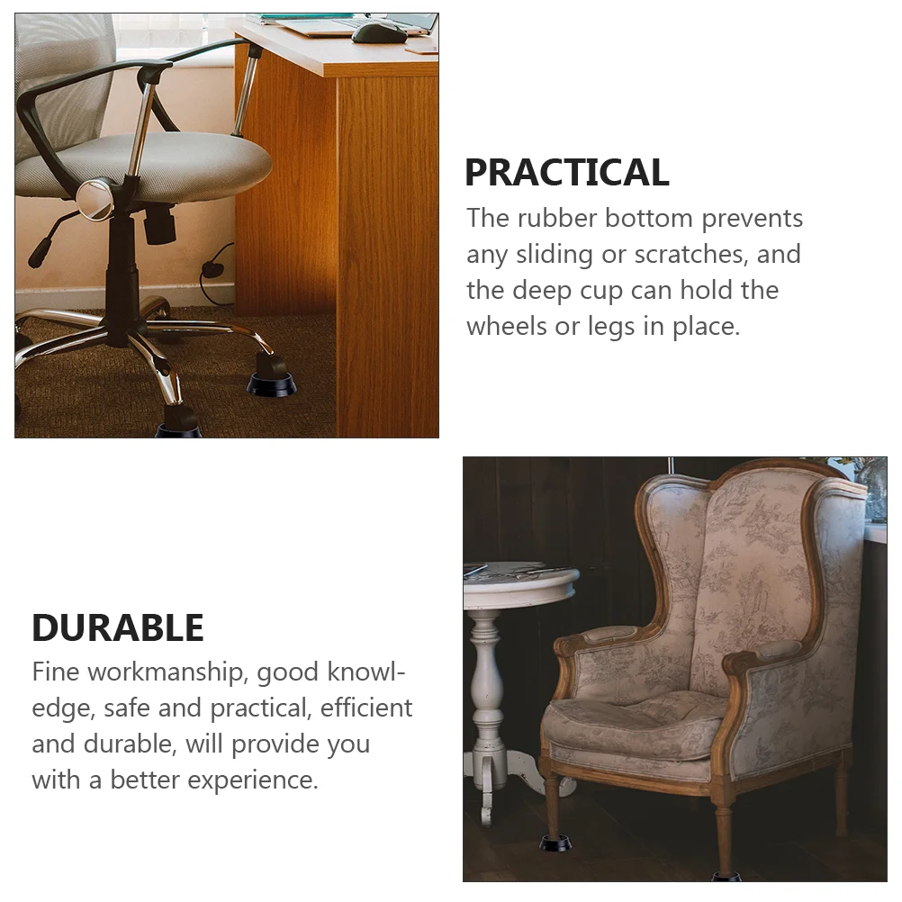 Wheel Stopper Roller Chair Mat, Circle Rug Móveis, Material de borracha macia, Floor Protector Pad, 6 Pcs