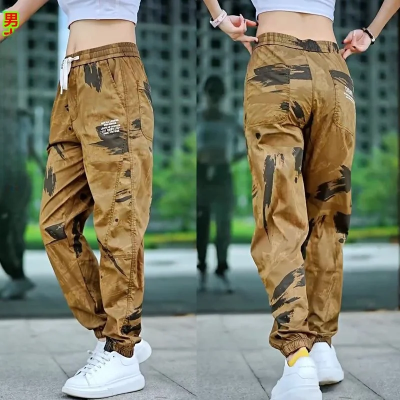 

Ice Silk Camouflage Casual Pants Men's Summer Thin New Sle Harlan Workwear Nine Points Qui Dry Summer Youth Faion Breat...