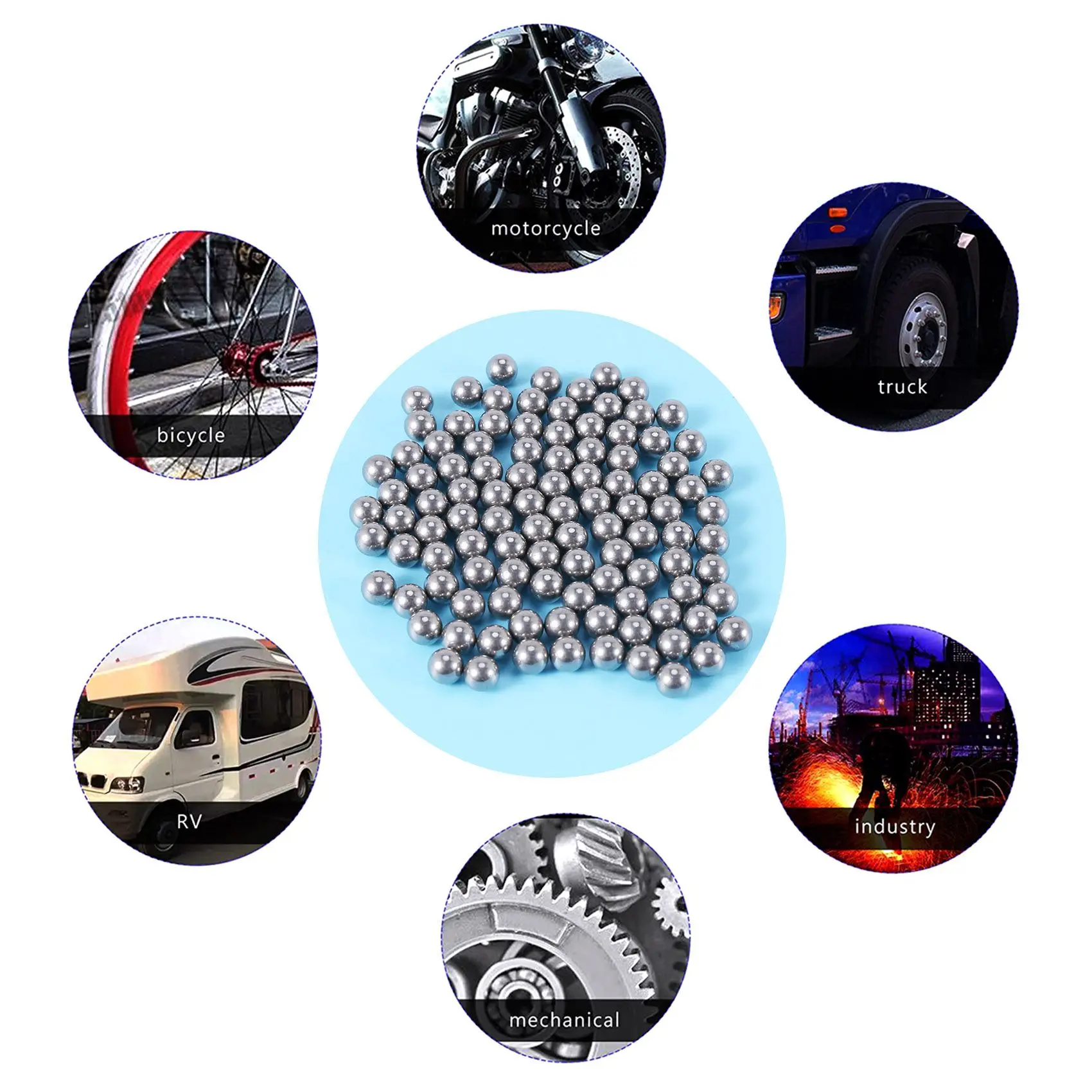 

Bike Wheel Bearing Steel Balls Replacement 5mm Diameter 100 PcsJAS