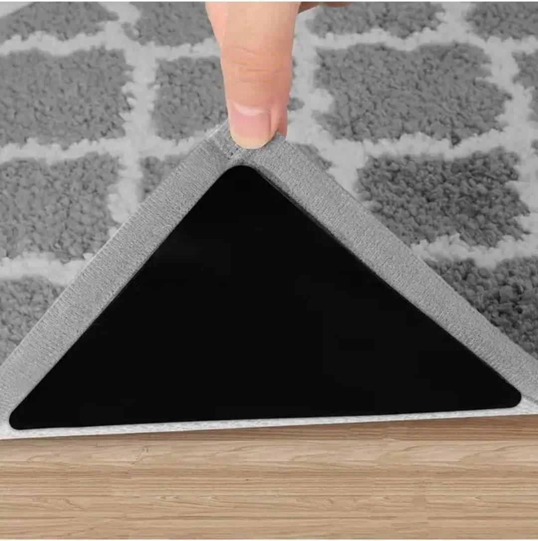 4/8pcs Triangle Washable Rug Gripper Anti-slip Reusable Rubber Mat Non Slip Patch Tape for Tile Floors Carpets Corners Pad