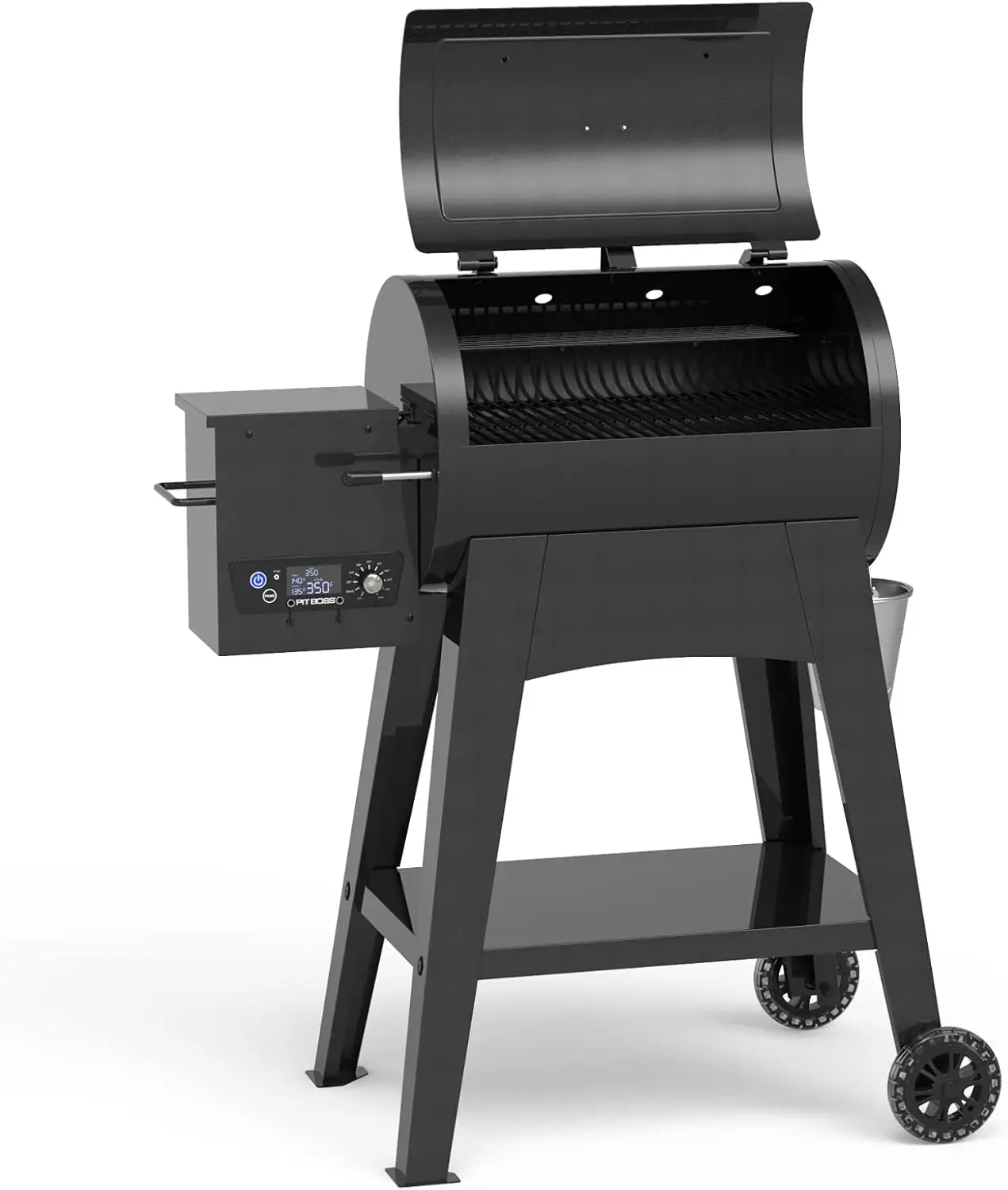 Pellet Grill 482 Square Inches Black Dial-in Digital Control with LCD Screen Porcelain Coated Steel Cooking Grids