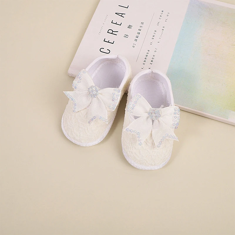 Suefunskry Baby Girl Cute Flats Mocassini con suola morbida antiscivolo Scarpe con fiocchi di strass Scarpe da passeggio casual per neonato