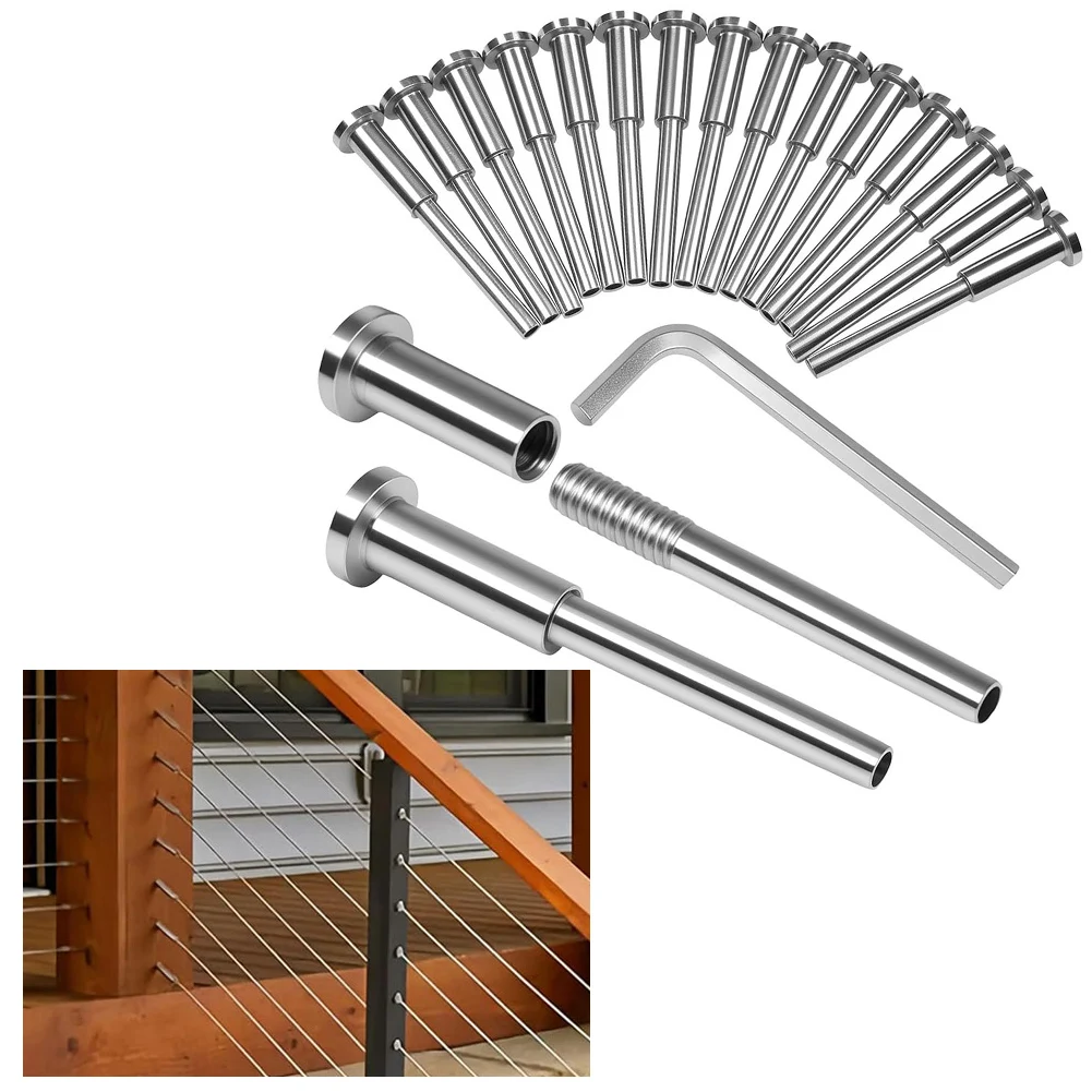 20pcs Stainless Steel Invisible Cable Railing Kit Hardware Accessory For Home Outdoor Decor Easy Installation