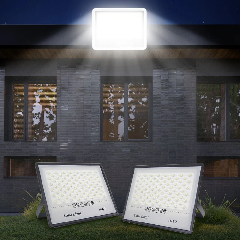 Imagem -02 - Holofote Solar 200w Ip67 Luz de Inundação Solar Externa Controle Remoto Iluminação de Altura Economia de Energia Pátio Jardim Rua