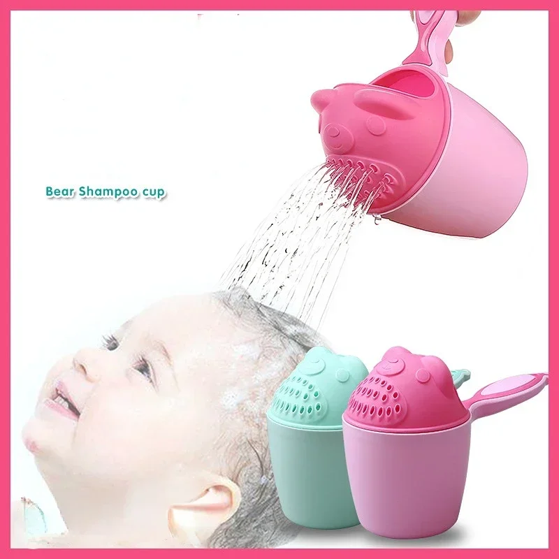 Cute Cartoon Shampoo Cup For Babies Wash Hair Shampoo Cup Baby Spoon Shower Bath Water Swim Head Watering Bottle Bath Product