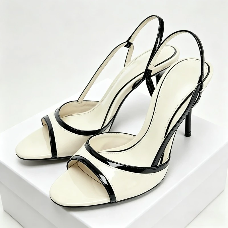

Elegant Round Toe Slingback Sandals Women Color Blocking Hollow Elegant Stiletto Heels Dress Shoes Luxury High Heels Summer 2026