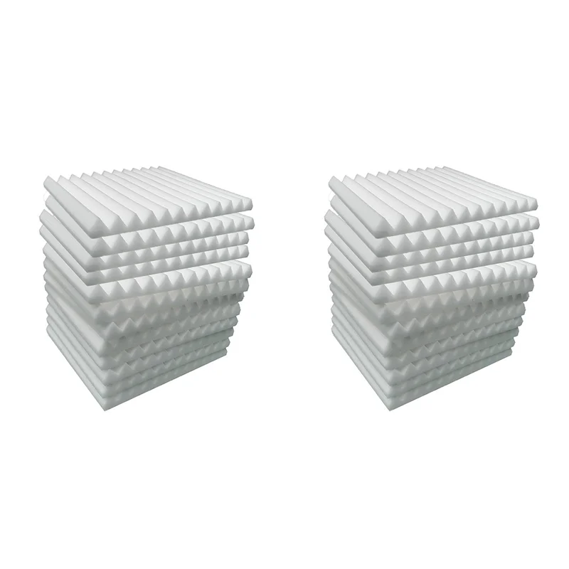 ABUG-Acoustic Foam Panels 24 Pcs, Soundproof Wall Panels 30X30x5cm, High Density Sound Absorbing Panel For Walls White