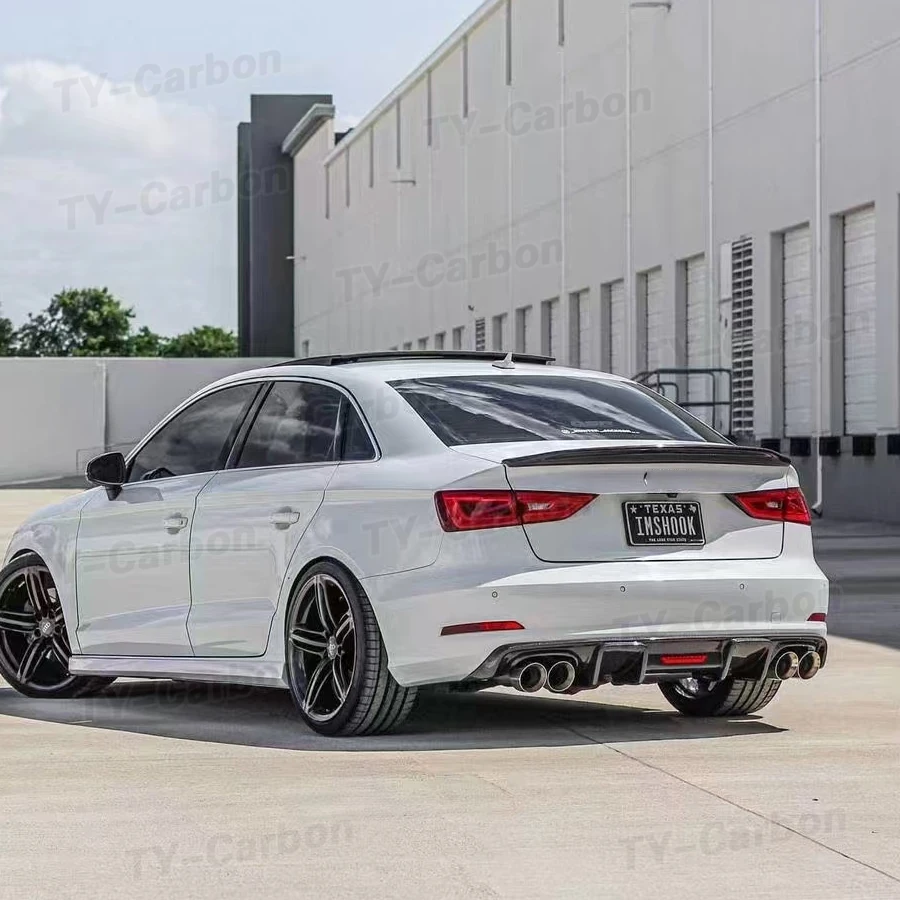 Real Carbon Fiber Car Rear Bumper Diffuser Lip For Audi A3 8V Standard Sedan 4 Door 2014-2016 Non Sline Four Outlet Diffuser FRP