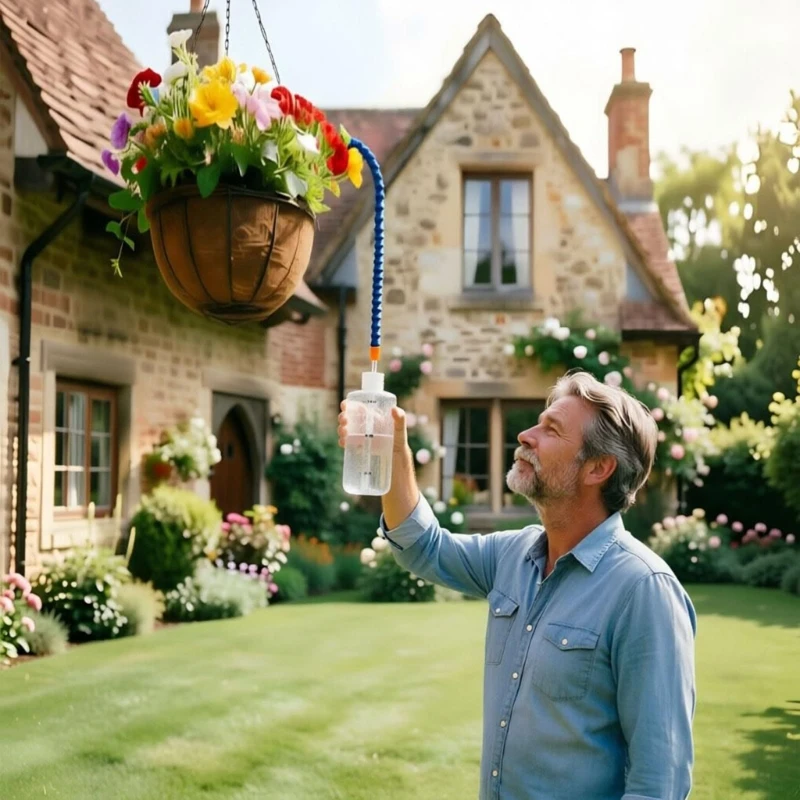 Squeeze Watering Bottle, Half-Liter Vessel with Positionable Segmented Nozzle for Hanging Pots and Dense Foliage Y5GB