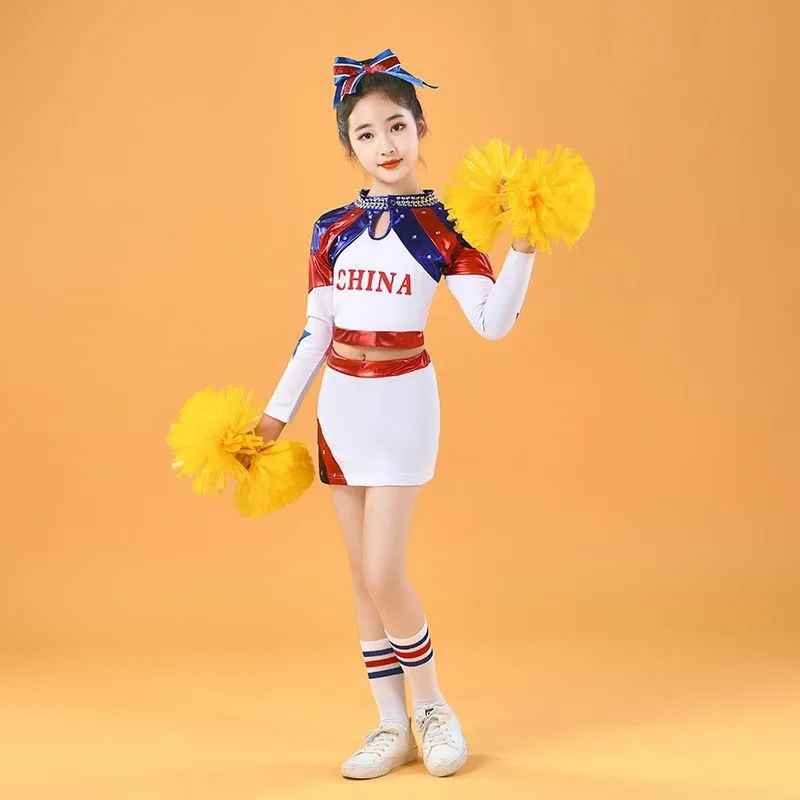 يوم الأطفال المشجع أداء موحد الملابس طلاب المدارس الابتدائية والثانوية لالا ممارسة الألعاب المنافسة Pe