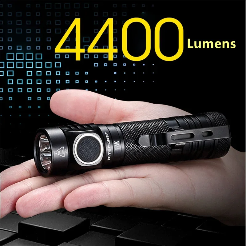 NITECORE E4K Troch Light Rechargeable 4400 Lumens With NL2150HPR 21700 5000mAh Battery Self-defense LED EDC Flashlight