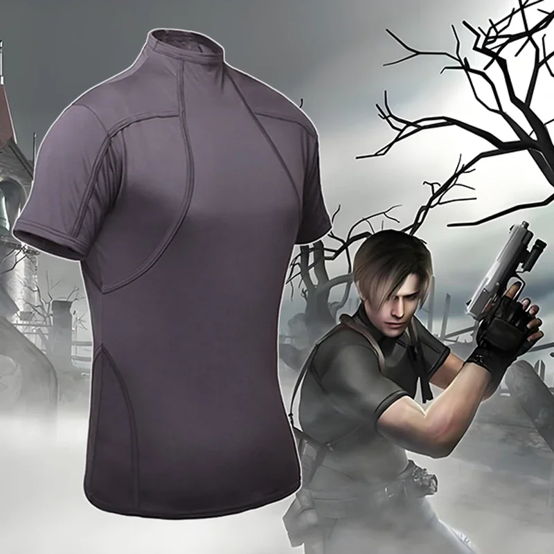 Game Biohazard Resident Leon Scott Kennedy T-shirt Cosplay Costumes Sweat-absorption and Flash Drying Combat Clothing For Men