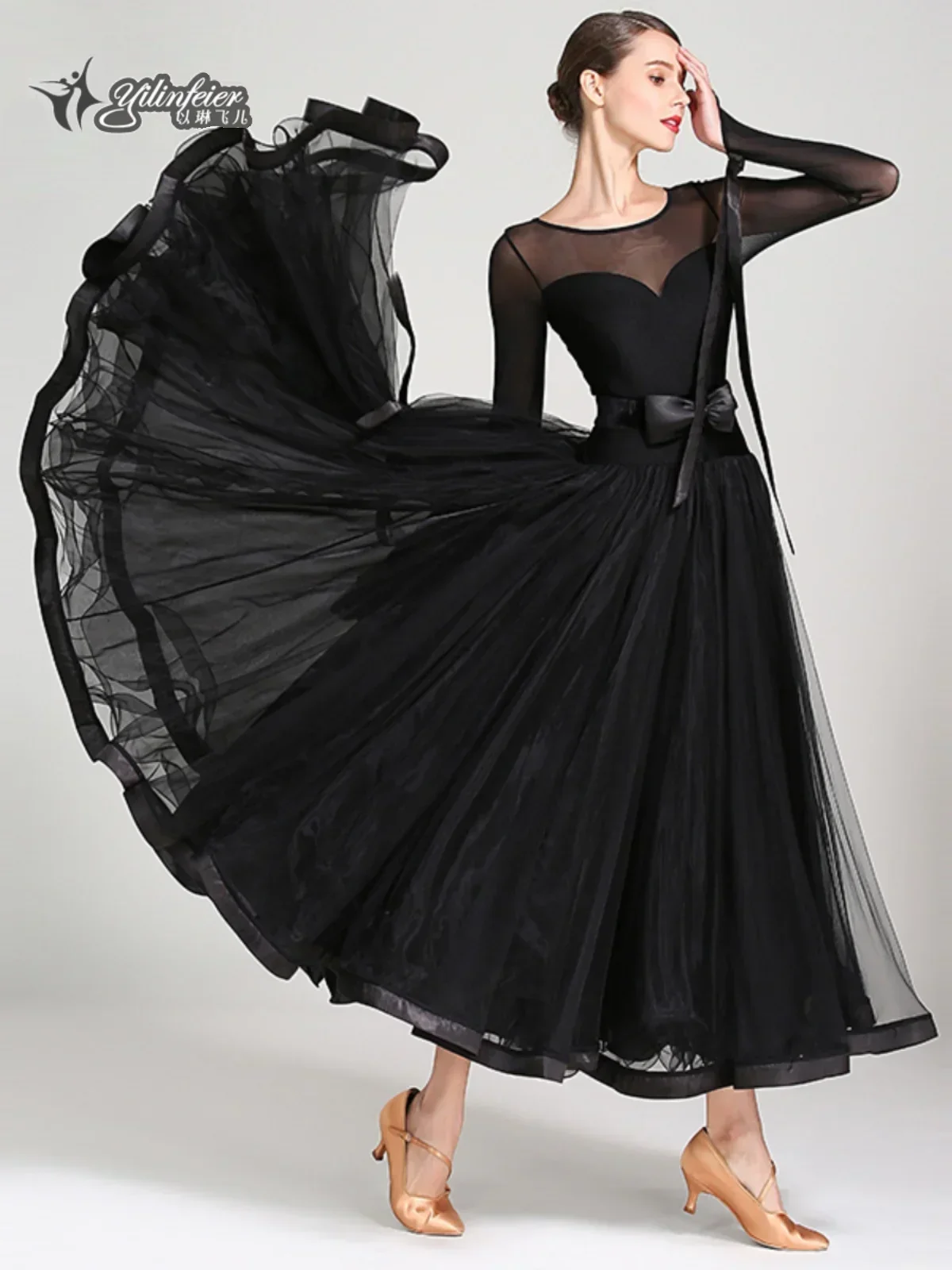 Waltz dress, modern dance skirt, performance costume, national standard competition, large tutu skirt