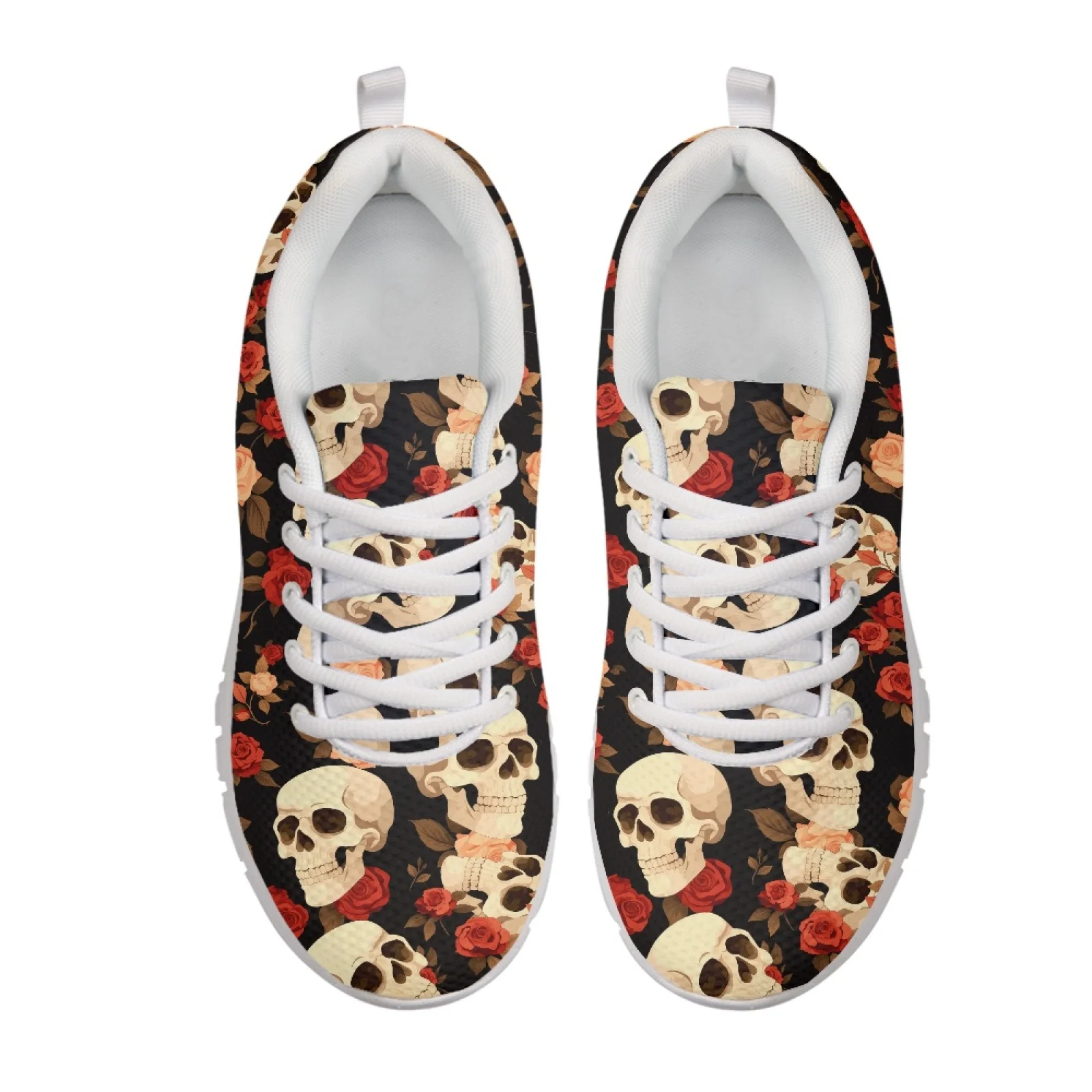 Coloranimal Rose Skulls Athletic Sneaker Mesh & EVA Sole Athletic Footwear Lightweight Walking Shoes for Men