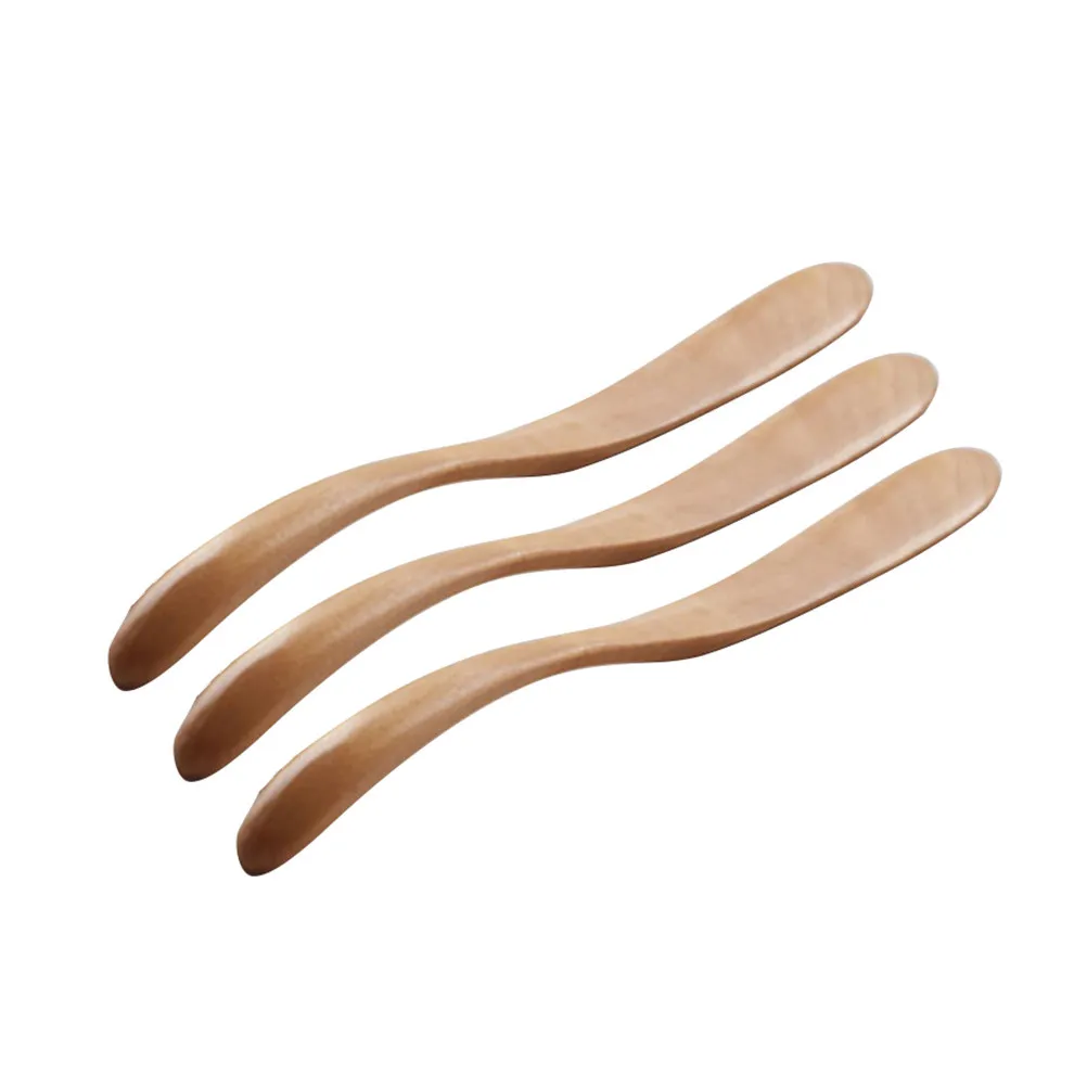 Juego de 3 Espátulas de Madera para Mantequilla, Cortador de Mantequilla de Madera Natural para Rebanar y Untar Crema de Queso y Mermelada, para Restaurantes y Servicios de Catering