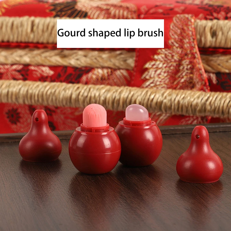 Mini Gourd-shaped Silicone/Nylon Lip Brushes Portable Lipstick & Lip Balm Applicator With Cap Perfect Smudge Tool
