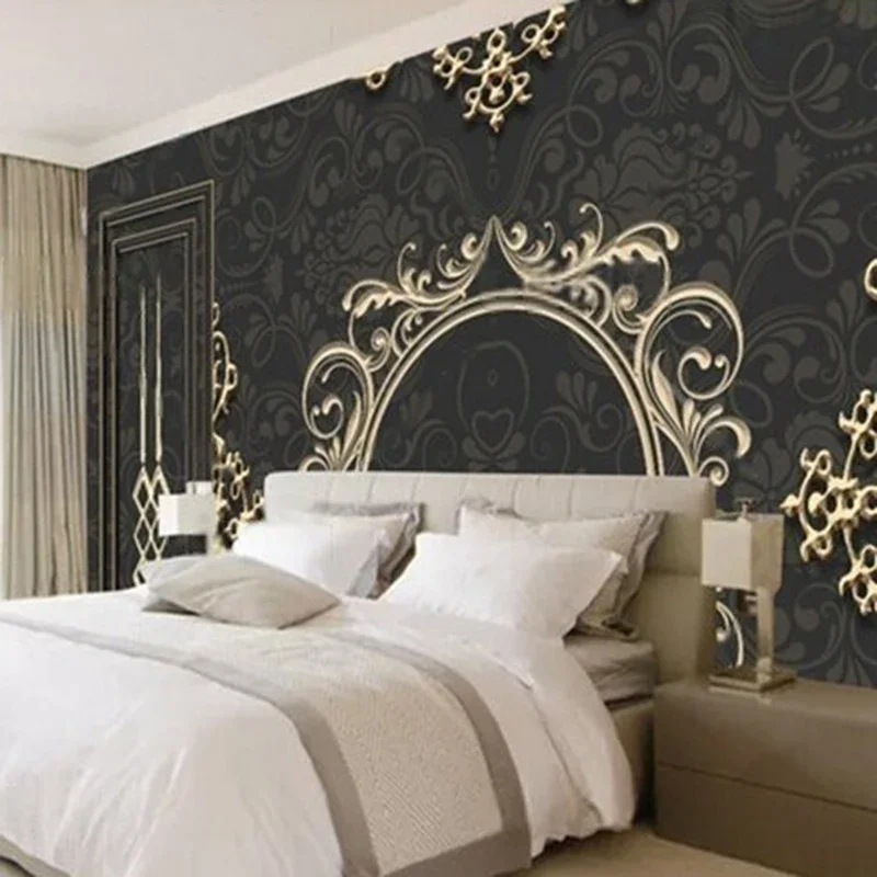 Grand European classical metal patterned relief TV home decoration background wall