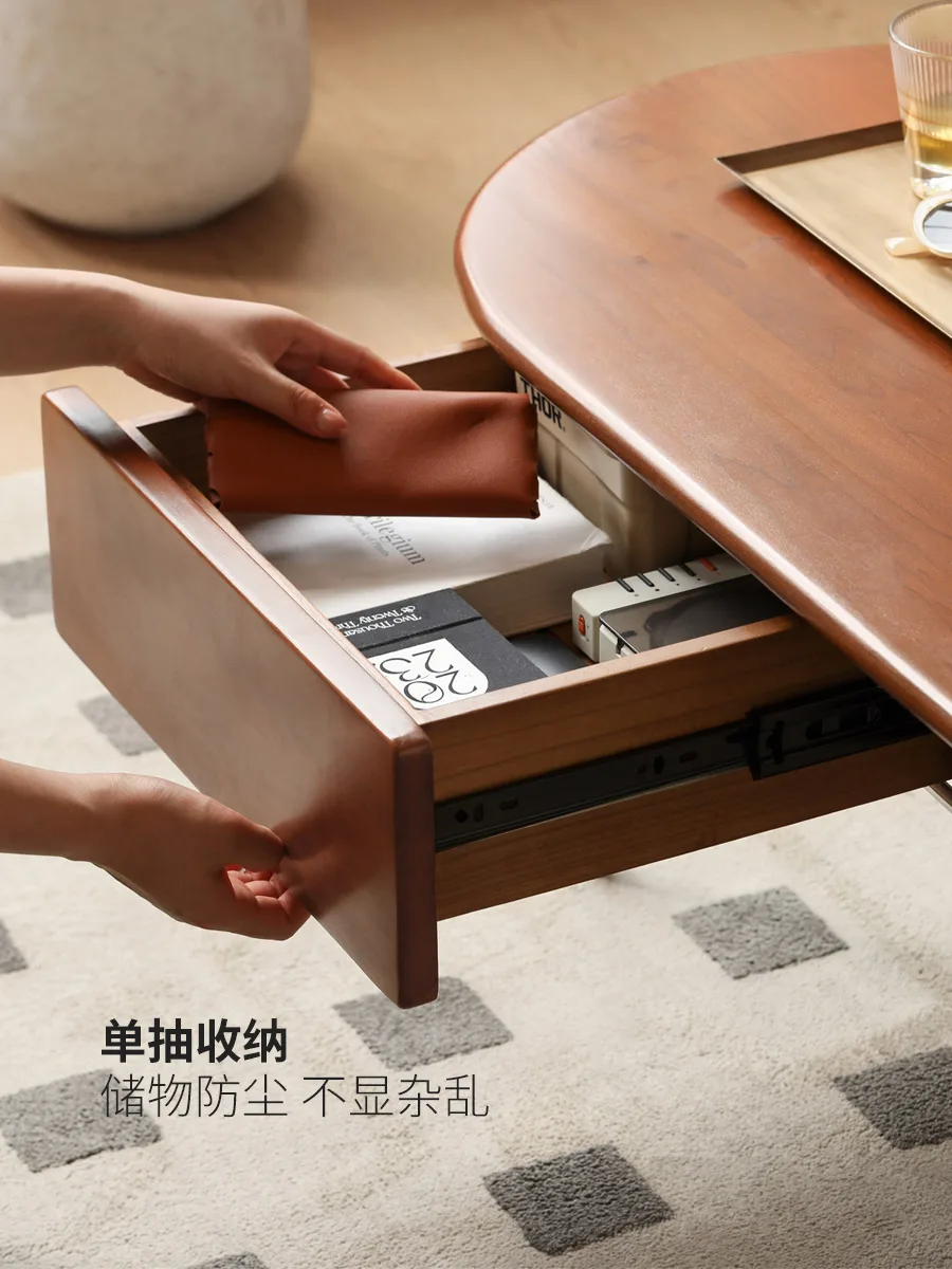 모든 원목 중세풍 커피 테이블 프랑스 레트로 티 테이블 소형 아파트 거실 가정용 미니멀리스트 이중층