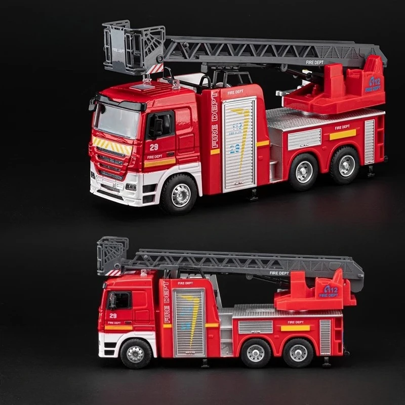 

Firemen Open Door Light and Sound Alloy Car Model Funny 1:32 Lift Ladder Fire Fighting Truck Toy Kids Child Gift Traffic Toy