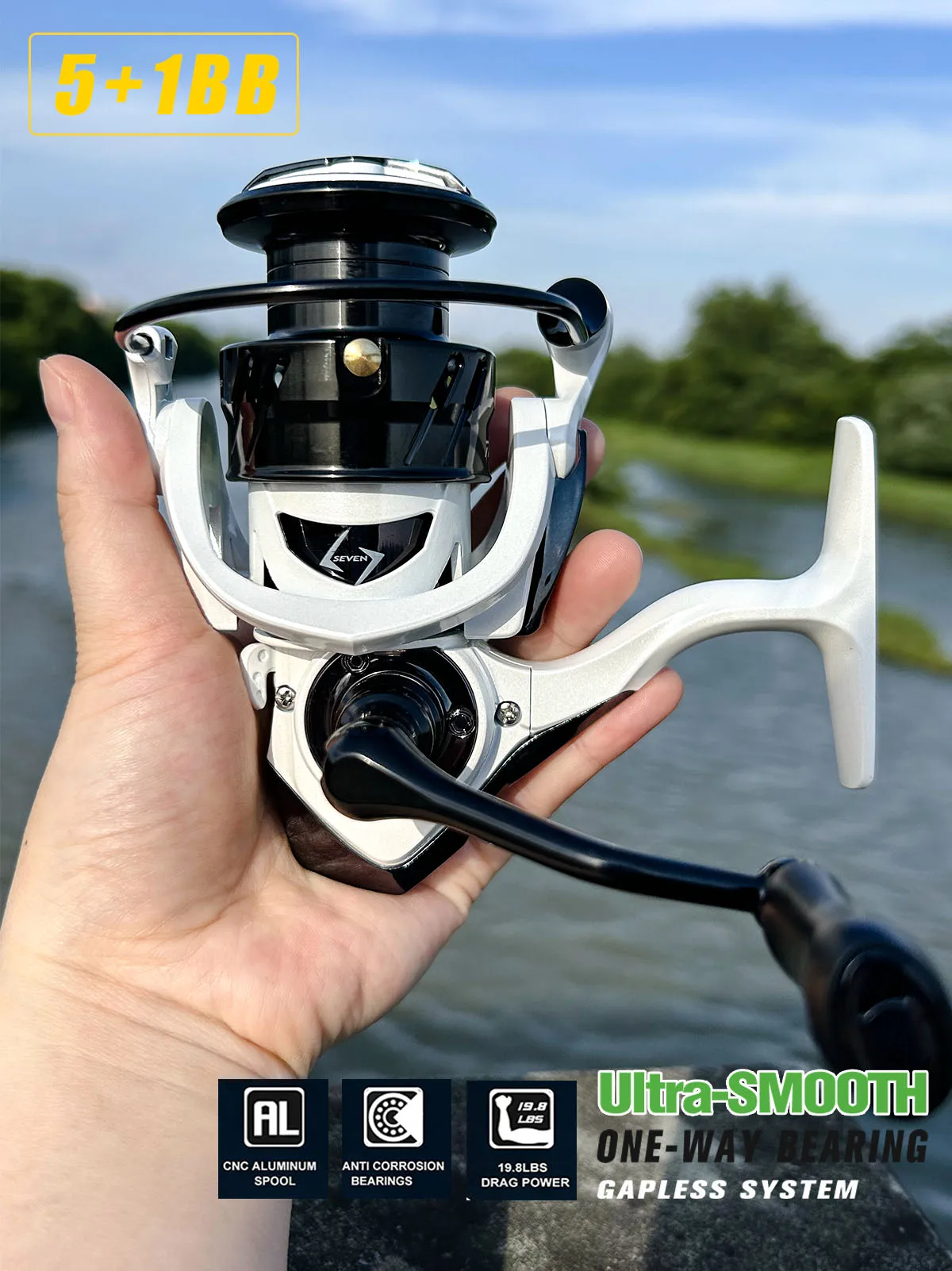 Spinning Fishing Reel 5+1BB High Speed 5.2:1 Gear Ratio Wheel Durable Carbon Steel Bearings Smooth Pesca Max Drag 15kg Fish Tool